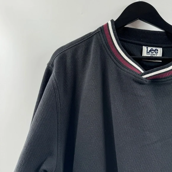 Lee Sport Black Knit Crewneck Sweater Men’s Size Large - Picture 2 of 5